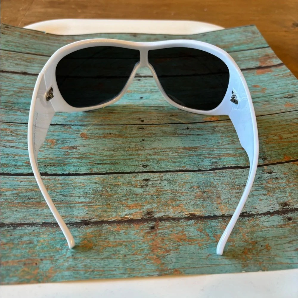 Amazon White framed sunglasses with sporty aesthetic